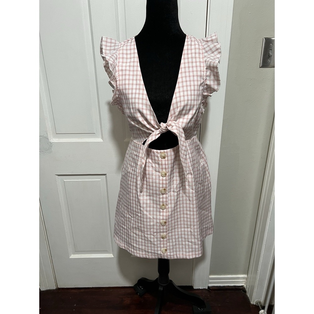Pink and White Gingham Buddy Love Size Small Womens Dress